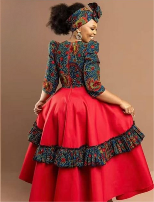 African Print Tiered Maxi Dress