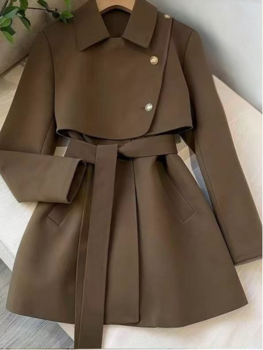 Belted Cape Wool-Blend Coat