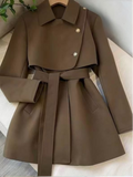 Belted Cape Wool-Blend Coat