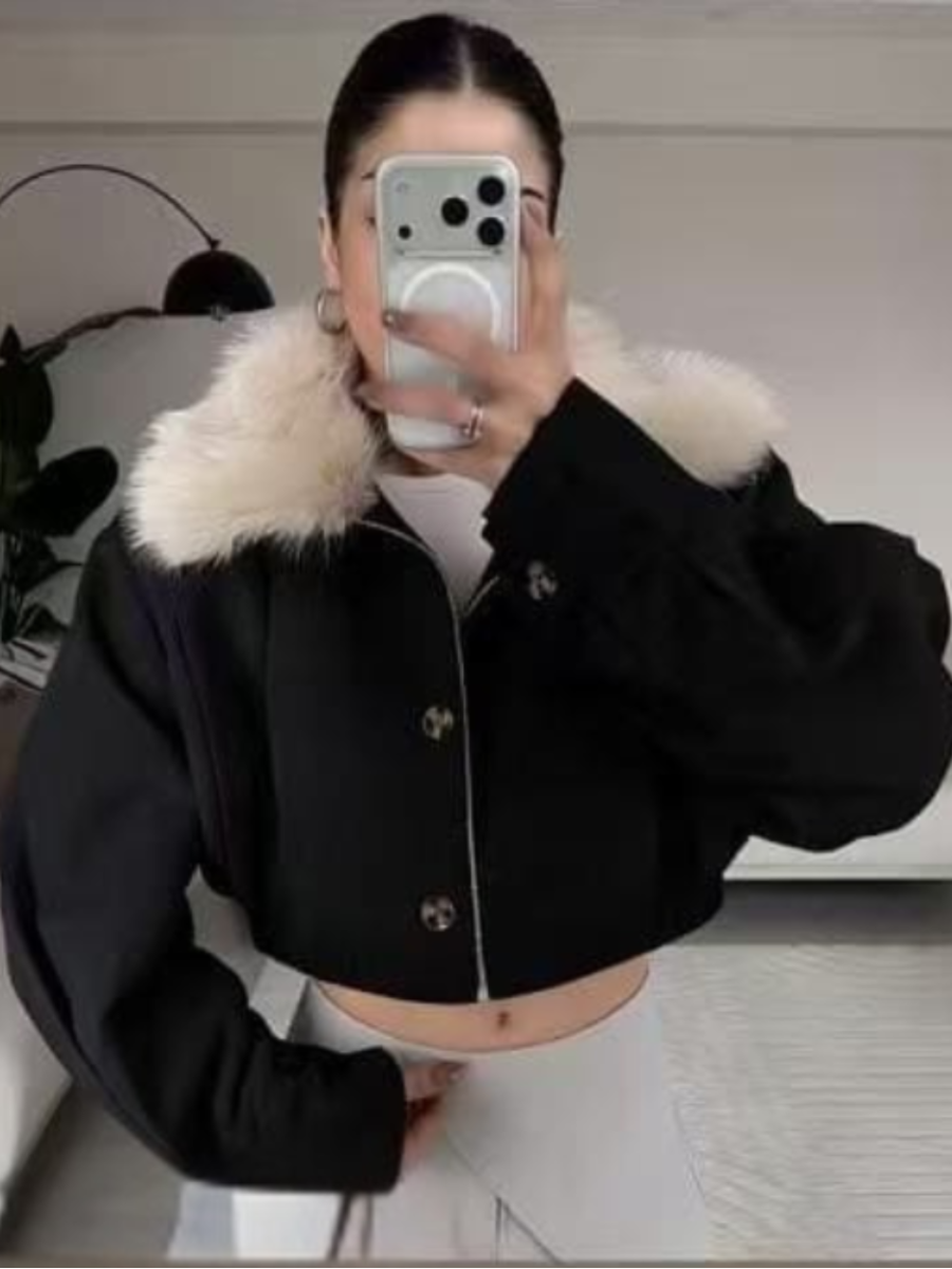 Fur Collar Cropped Jacket