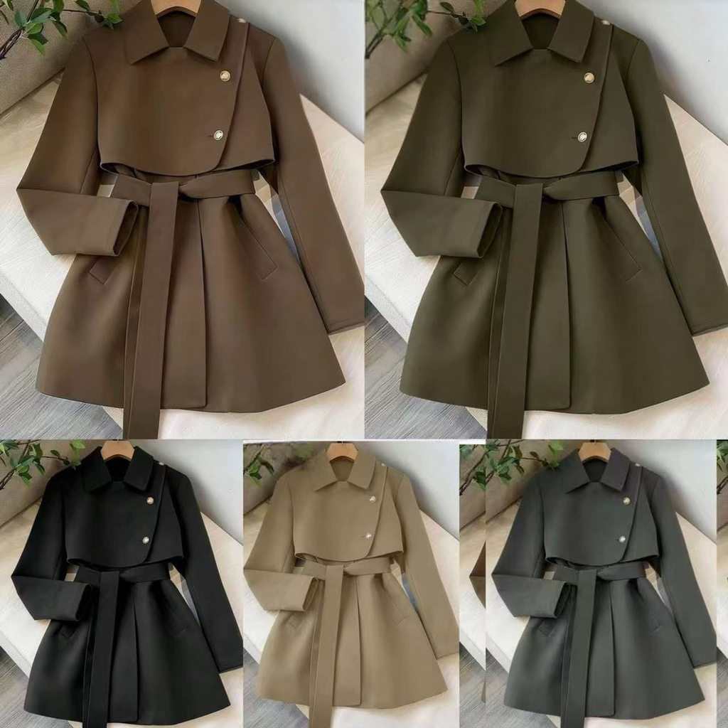 Belted Cape Wool-Blend Coat