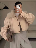 Fur Collar Cropped Jacket