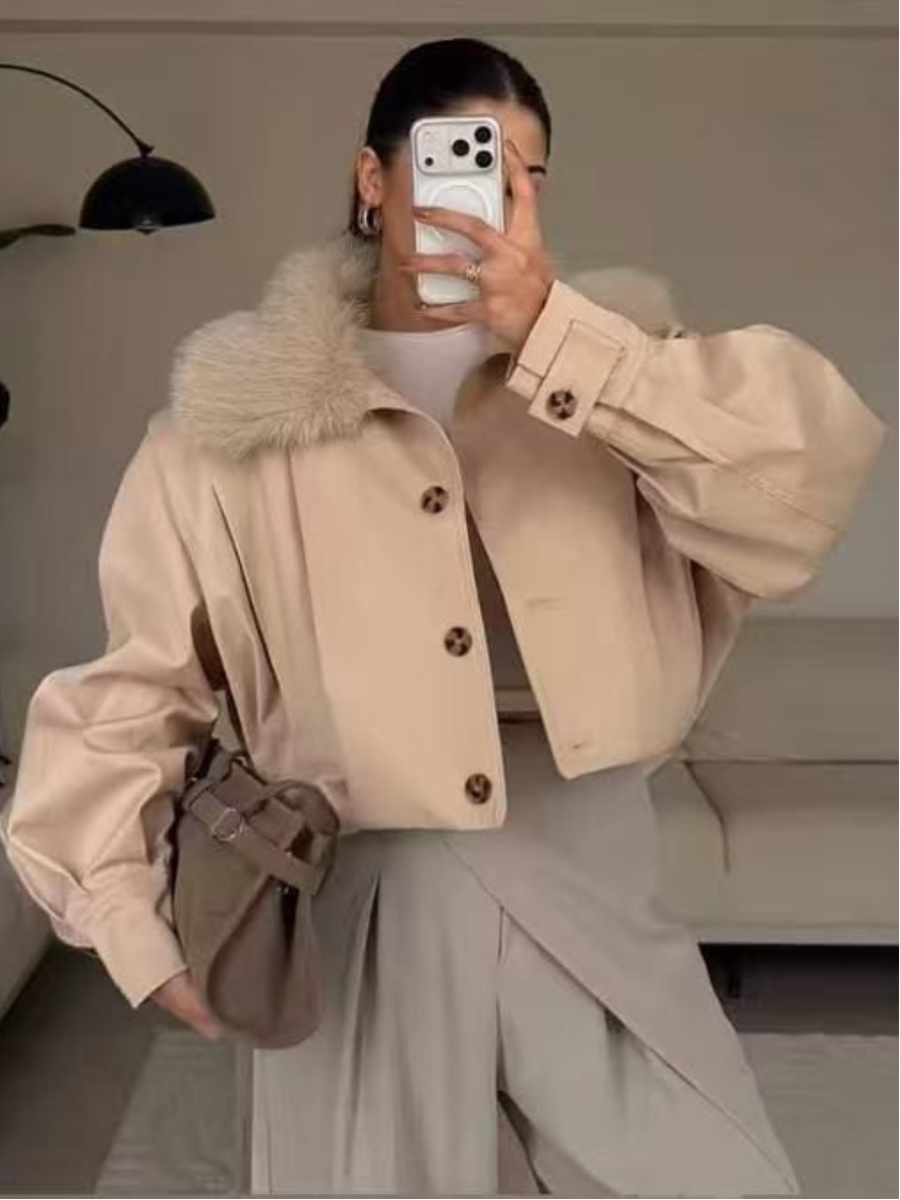 Fur Collar Cropped Jacket