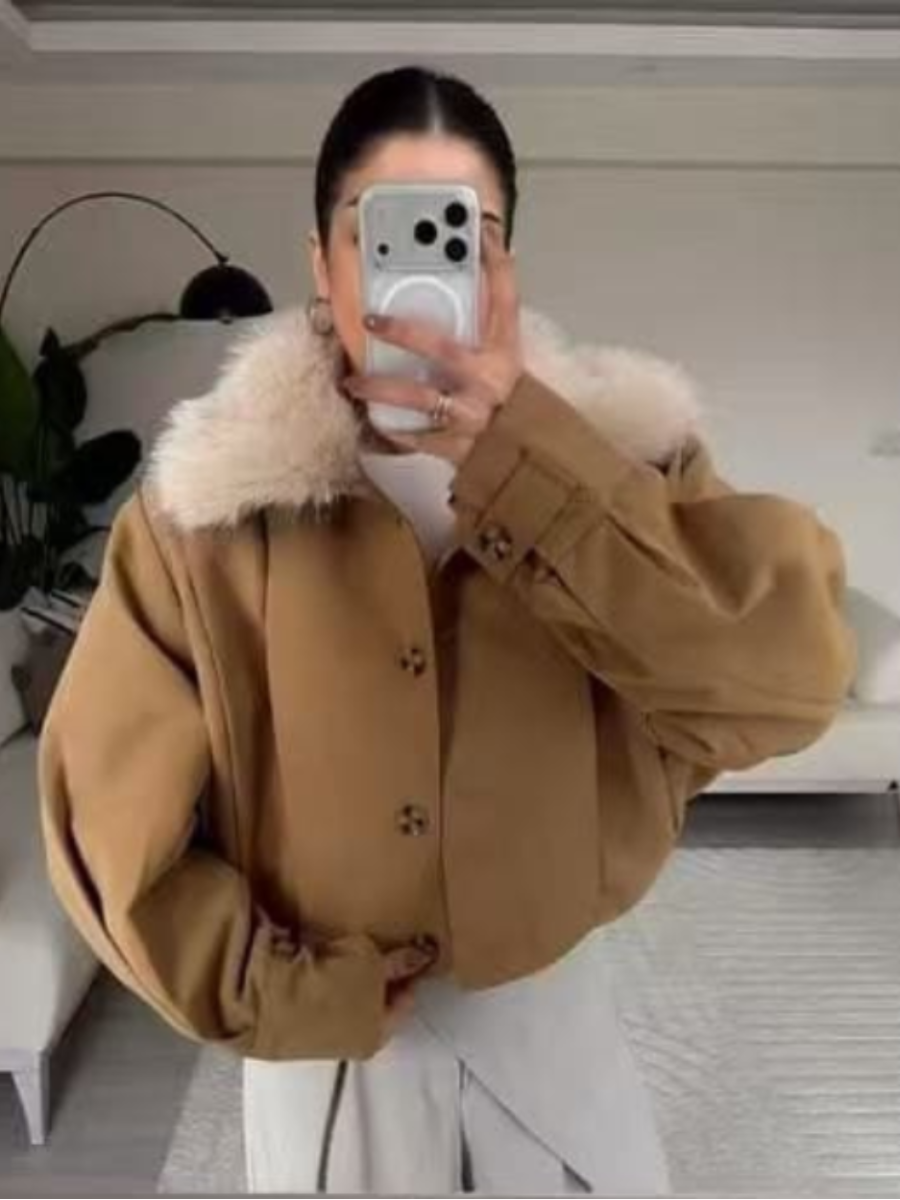 Fur Collar Cropped Jacket
