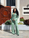 Women's Double-Breasted Blazer & Wide-Leg Trouser Set