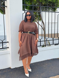 Fringe Hem Belted Dress