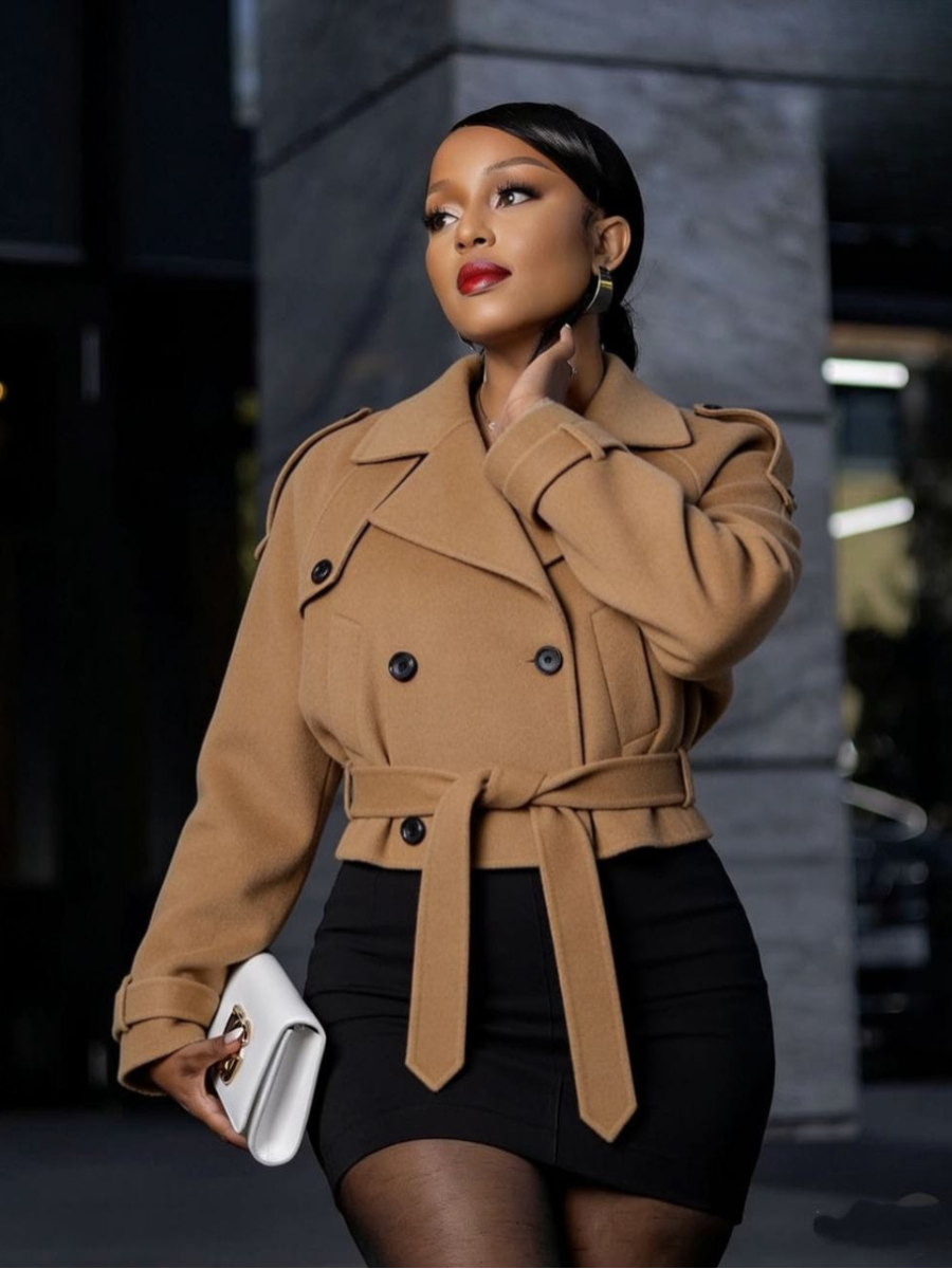 Cropped Belted Trench Coat