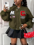 Patch Embroidered Varsity Bomber Jacket