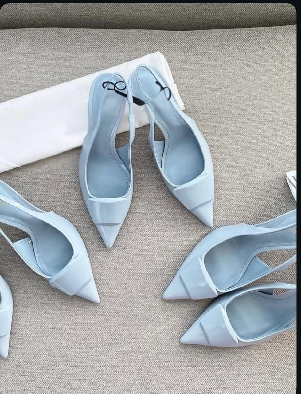 Square-Toe Buckle Slingback Kitten Heels