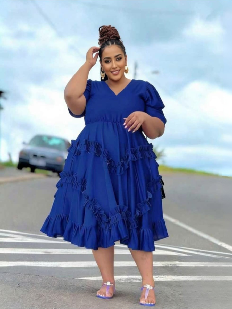 Plus Size Ruffle Midi Dress