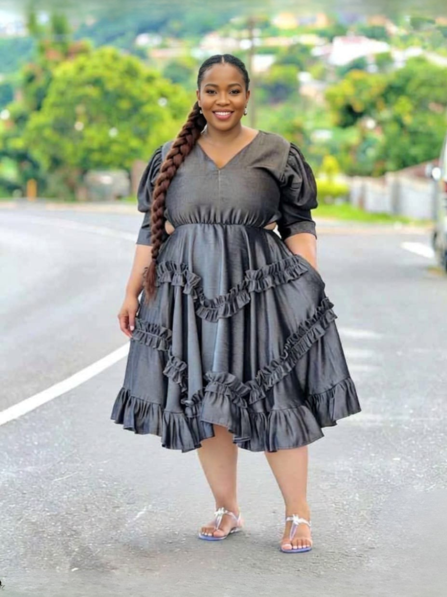 Plus Size Ruffle Midi Dress