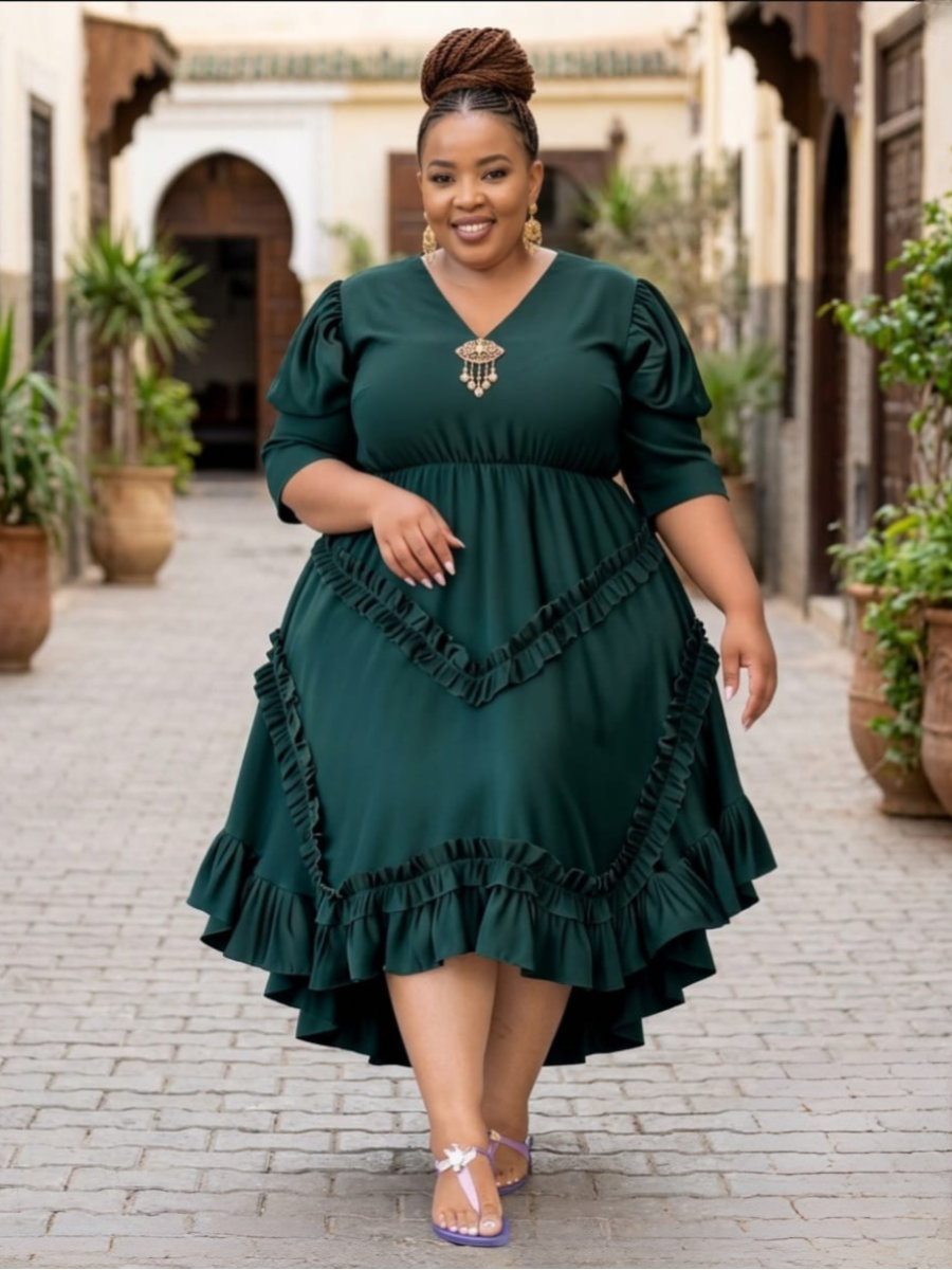 Plus Size Ruffle Midi Dress