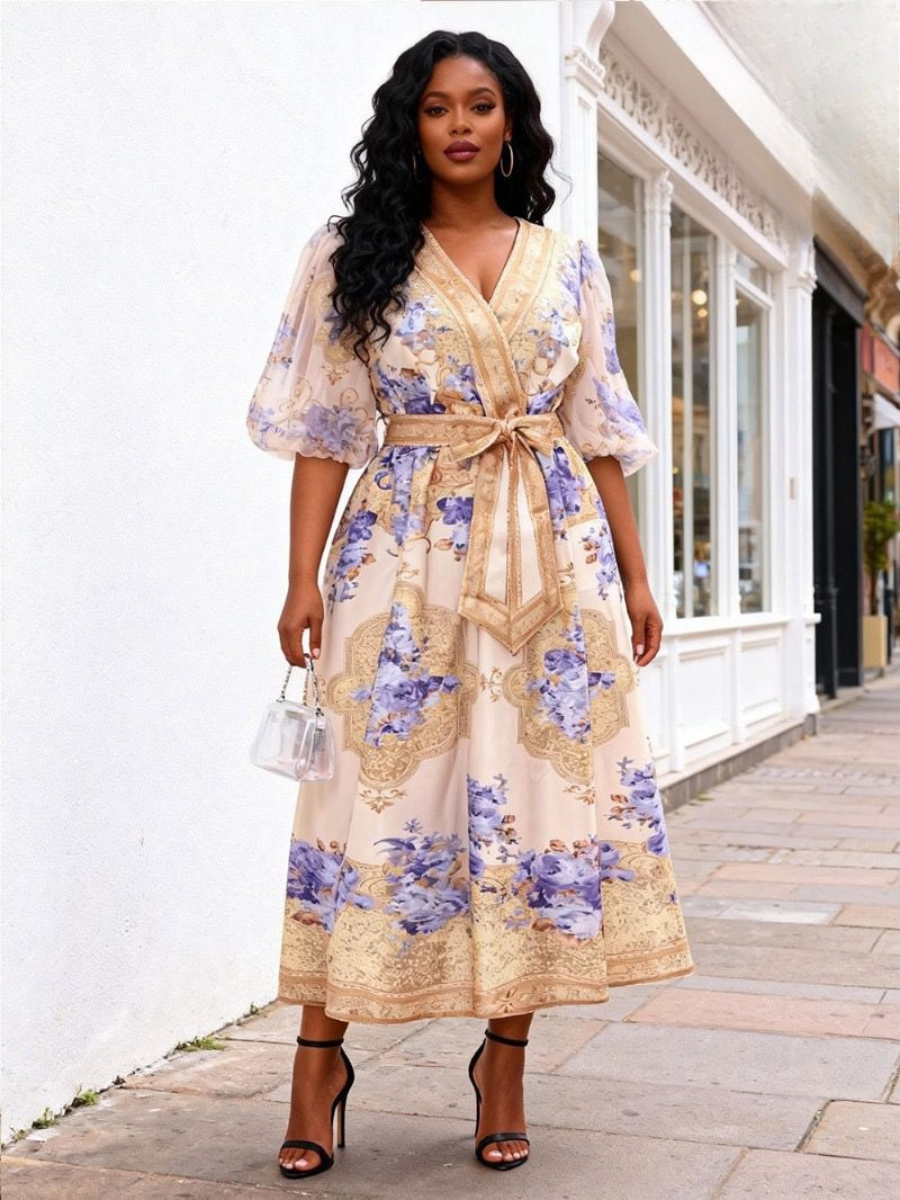 Floral Wrap Midi Dress
