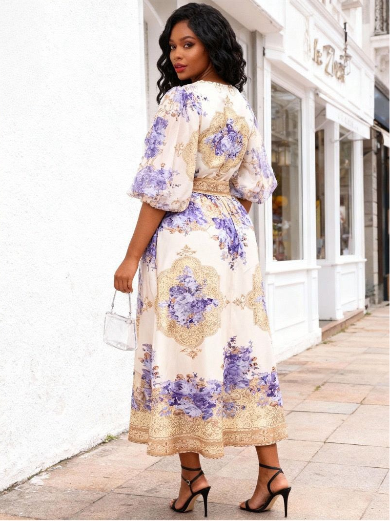 Floral Wrap Midi Dress