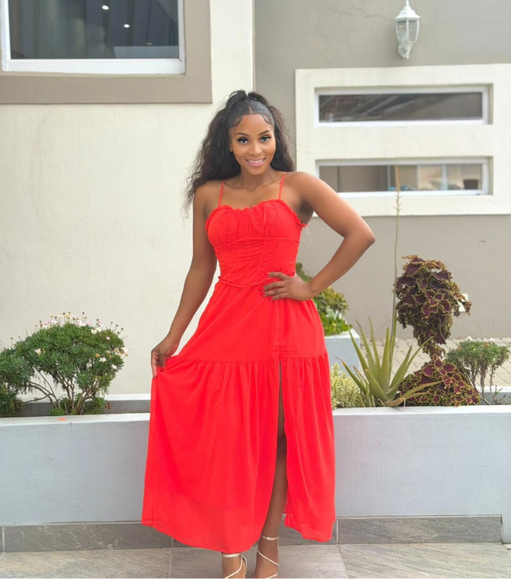 Ruffle Bust Maxi Dress