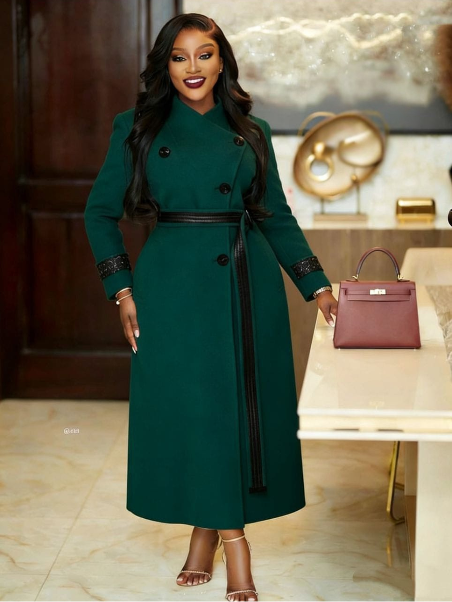 Elegant Double-Breasted Belted Coat