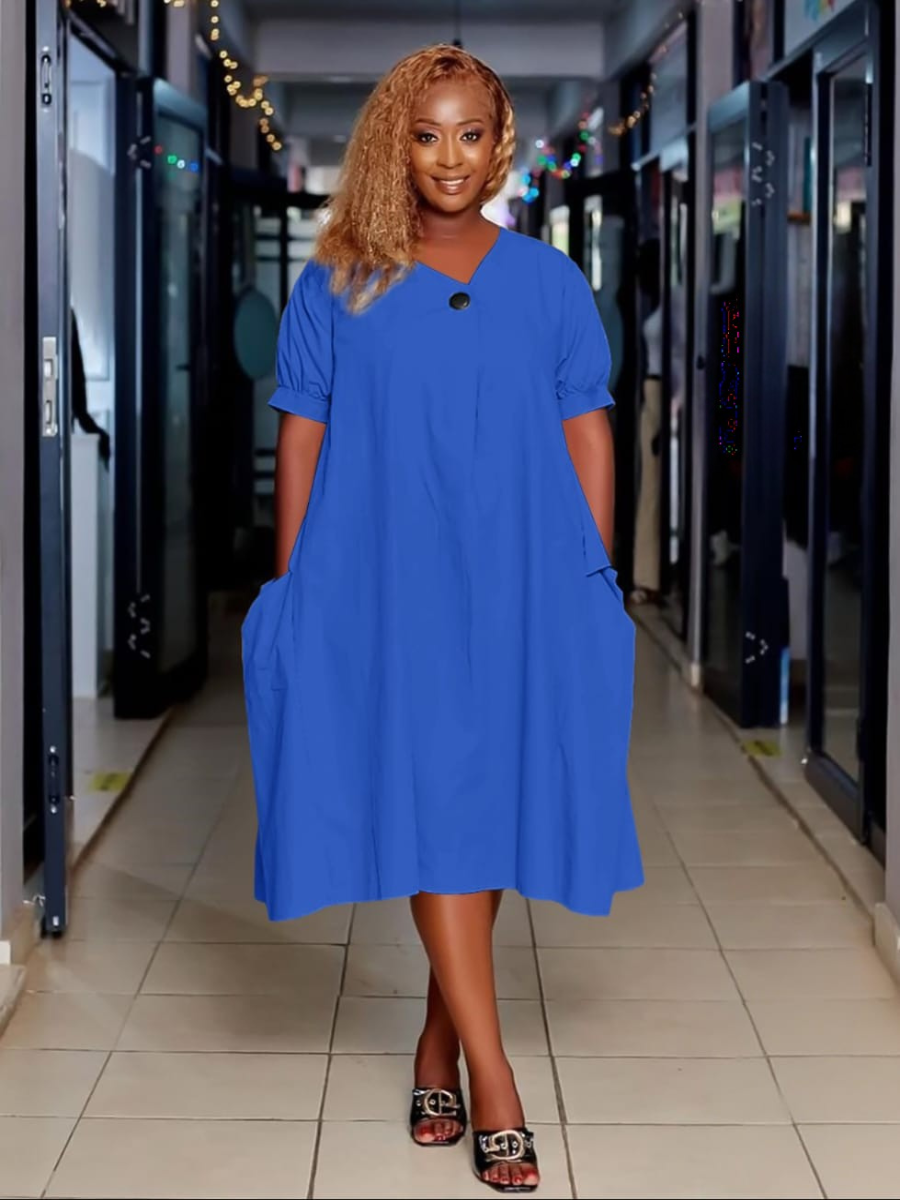 Button Detail Swing Dress