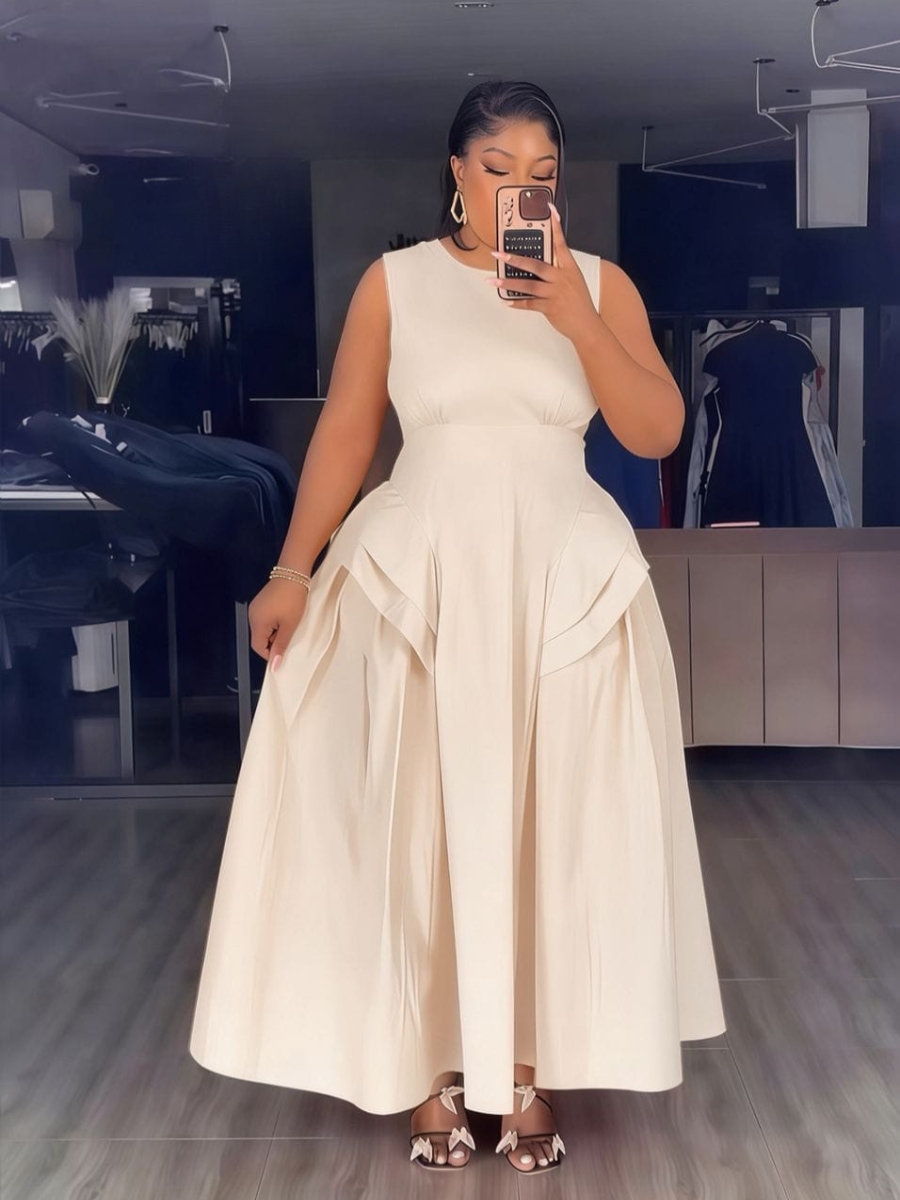 Structured Pleated Midi Dress