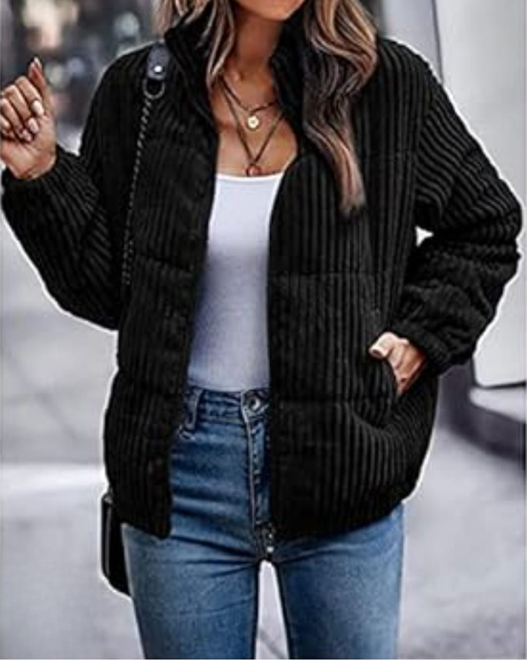 Women's Corduroy Puffer Jacket