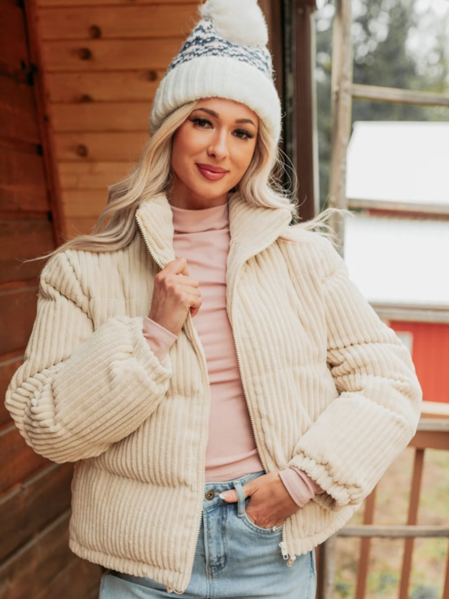 Women's Corduroy Puffer Jacket