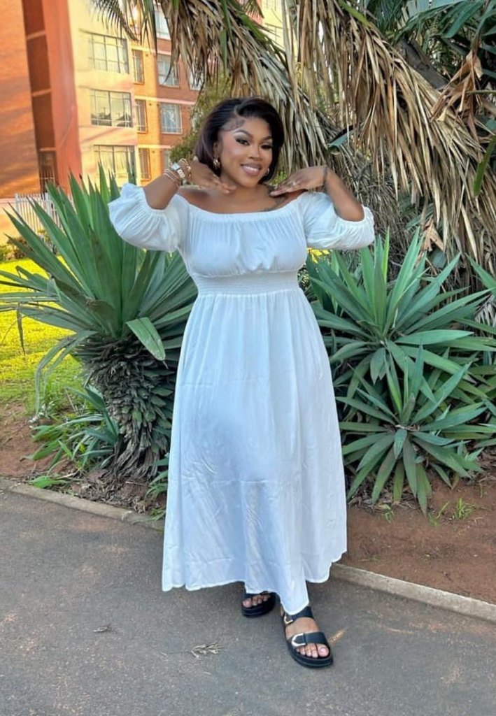 Off-Shoulder Puff Sleeve Maxi Dress
