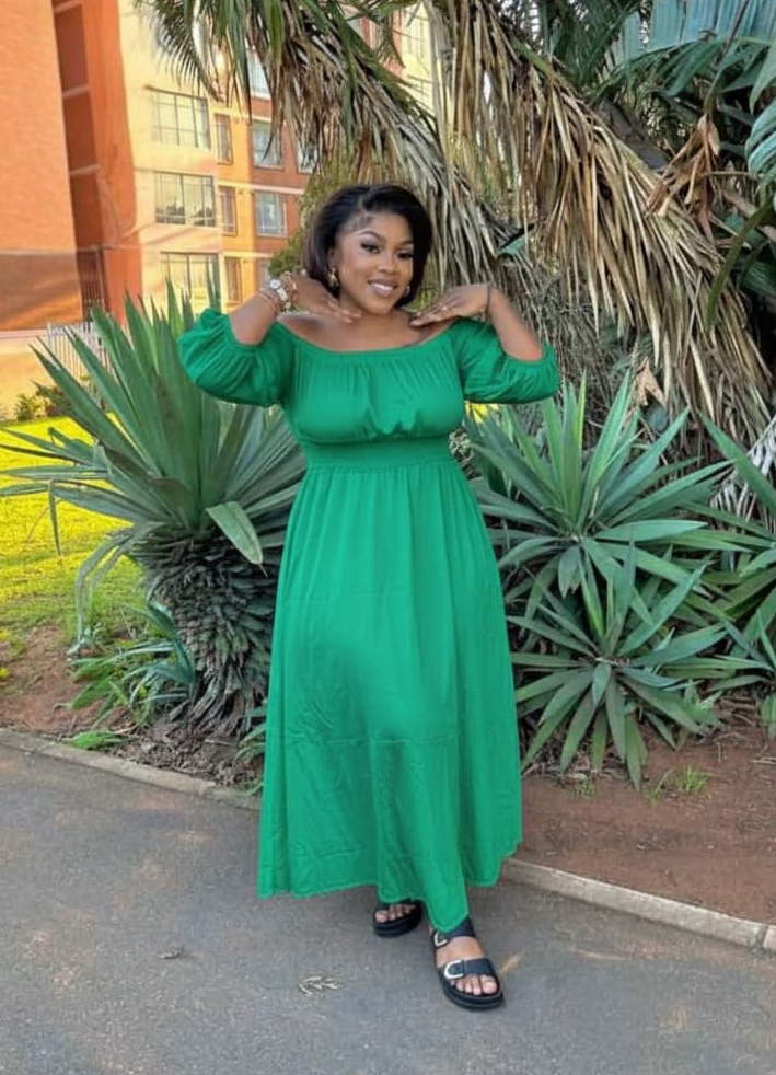 Off-Shoulder Puff Sleeve Maxi Dress