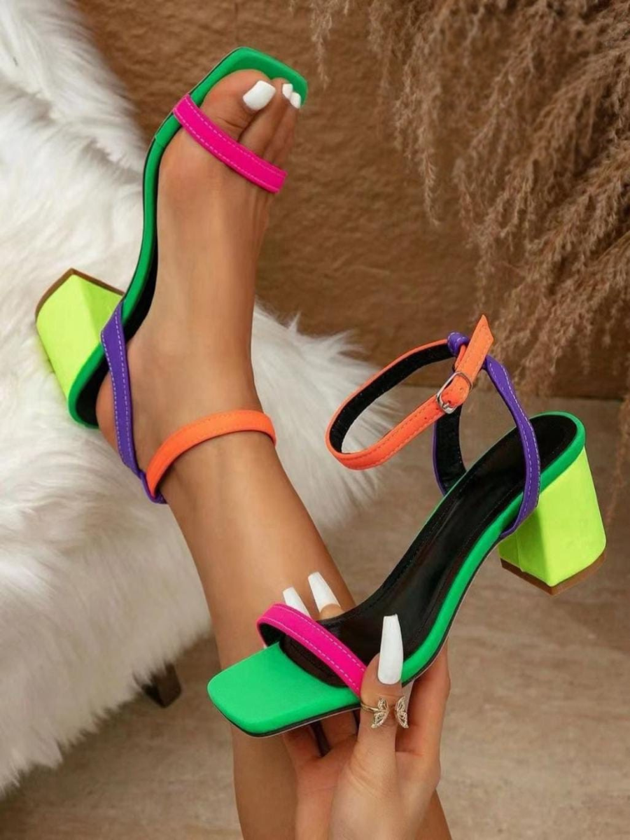 Multicolour Block Heel Sandals