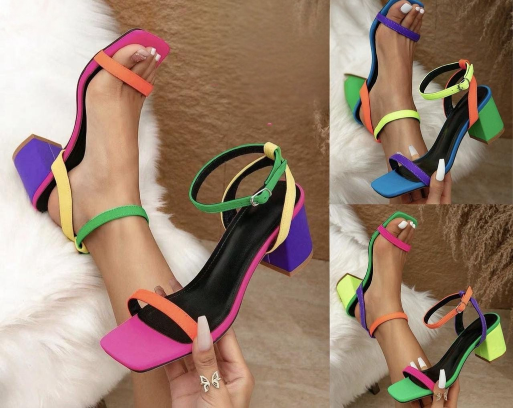 Multicolour Block Heel Sandals