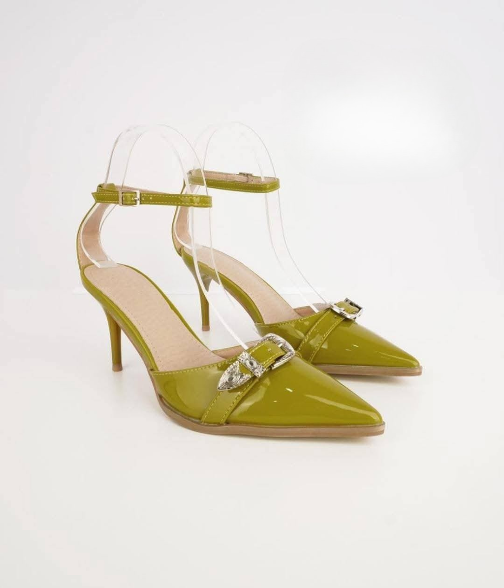 Western Buckle Patent Heels