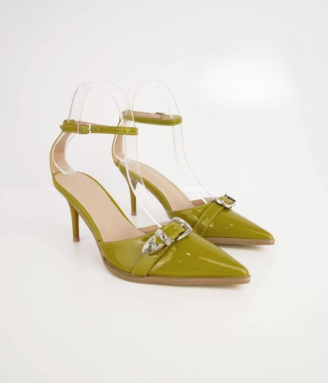 Western Buckle Patent Heels