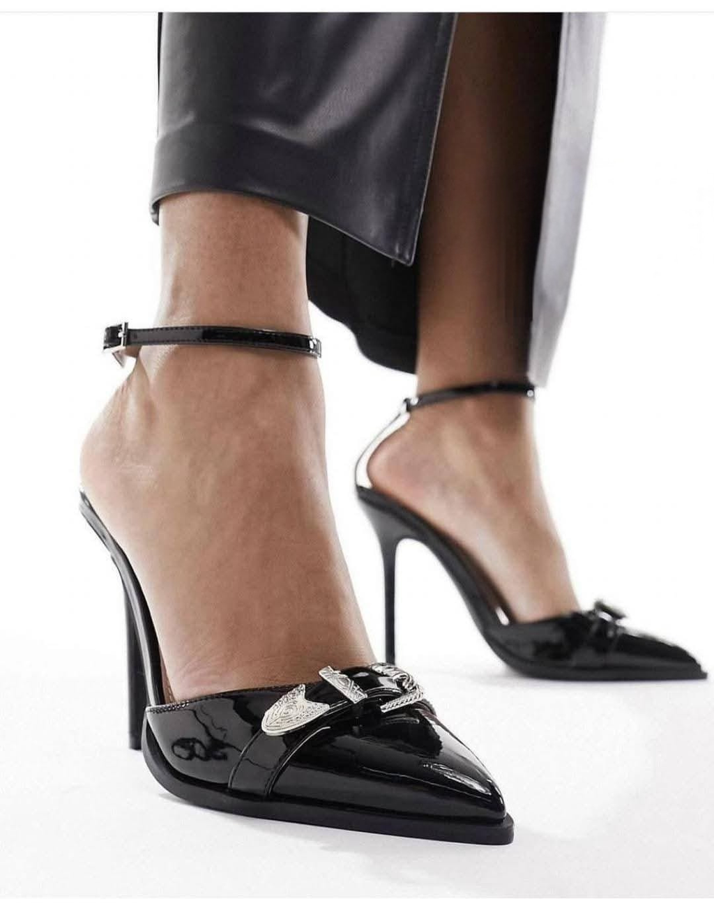 Western Buckle Patent Heels