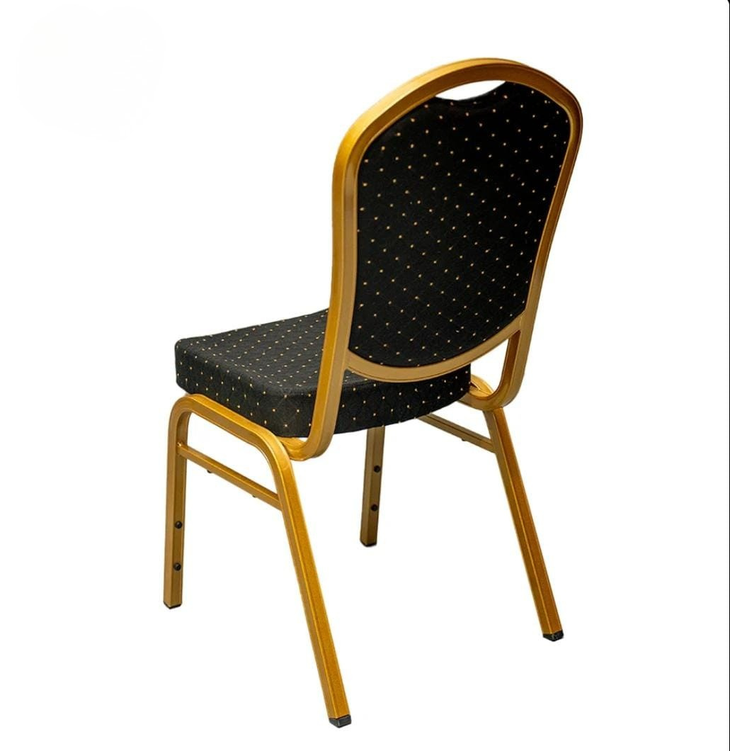 Gold Banquet Chair – Black & Gold Dot Fabric