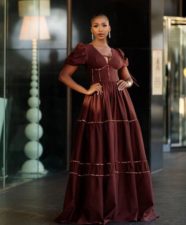 African Beaded Tiered Maxi Dress