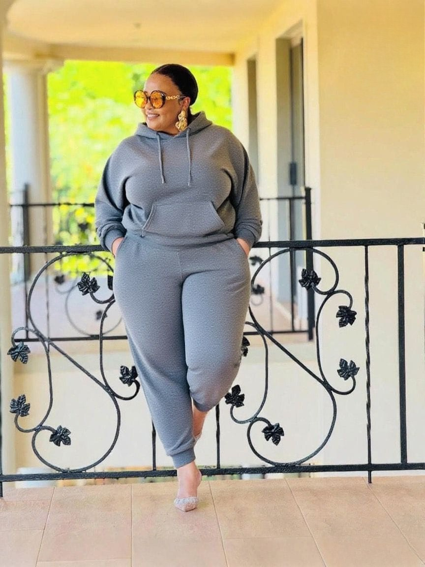 Plus Size Hoodie Tracksuit Set