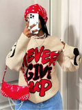 Never Give Up Graphic Knit Sweater