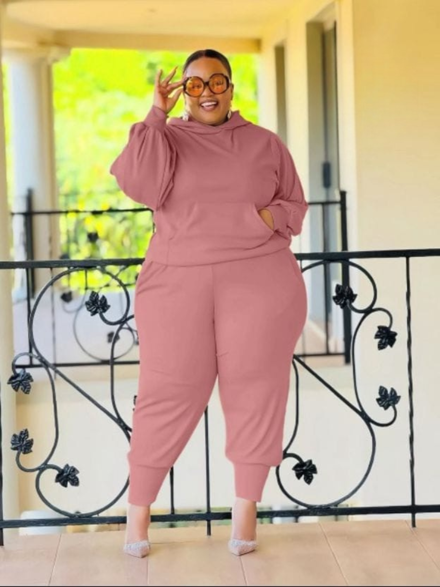 Plus Size Hoodie Tracksuit Set