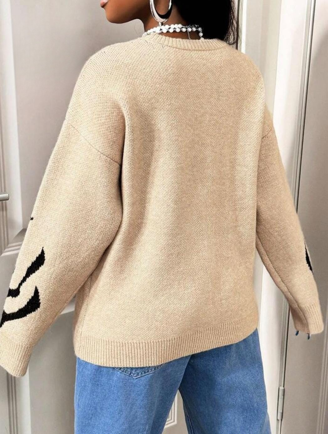 Never Give Up Graphic Knit Sweater