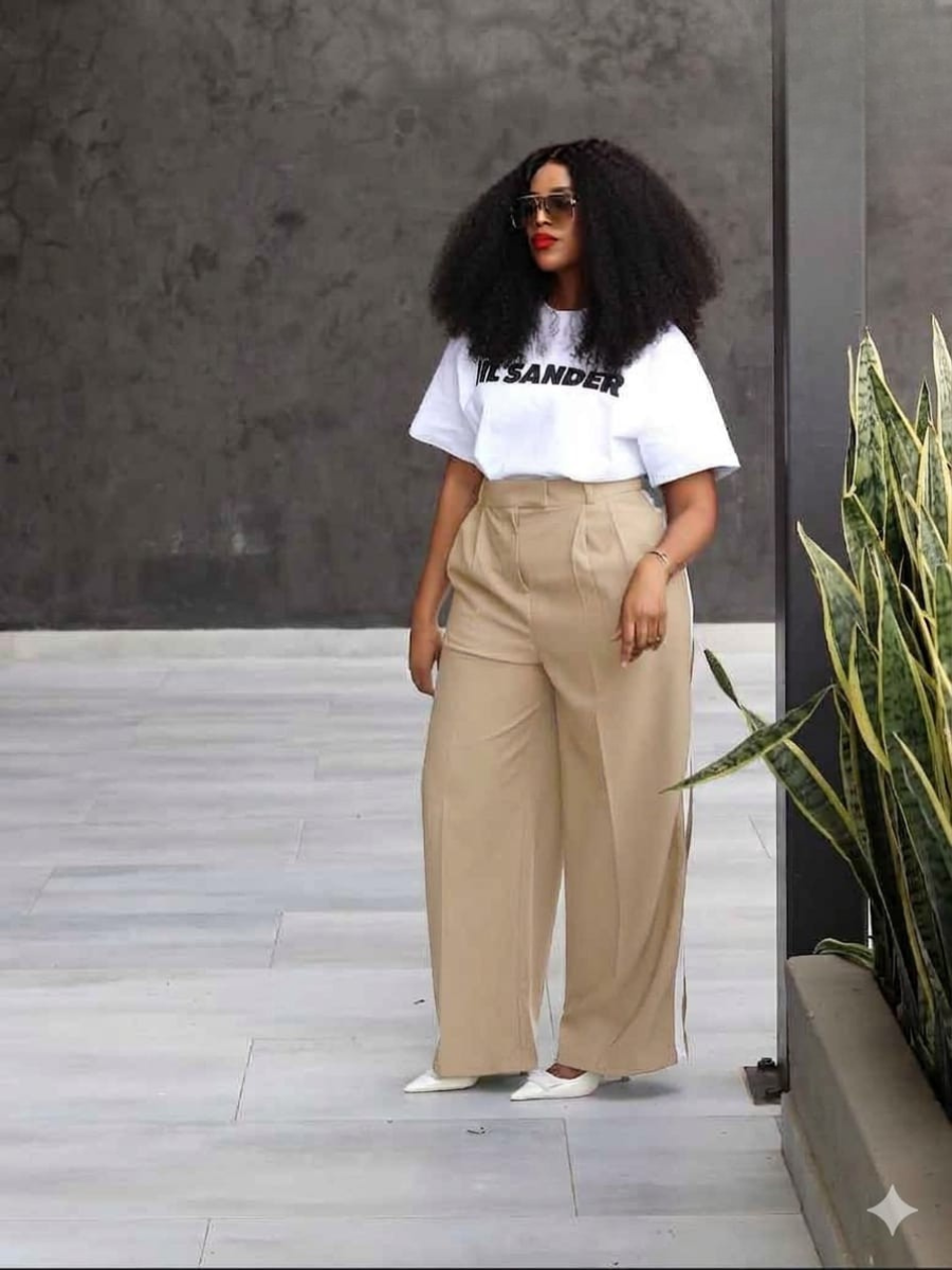 Wide-Leg Side-Stripe Trousers