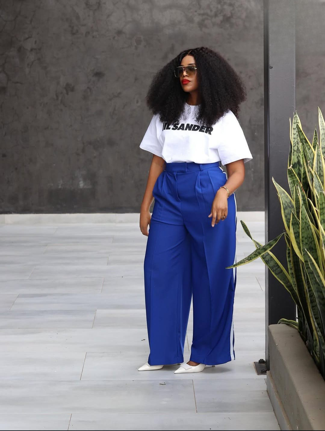 Wide-Leg Side-Stripe Trousers