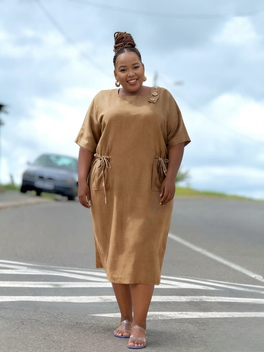 Plus Size Linen Cargo Dress