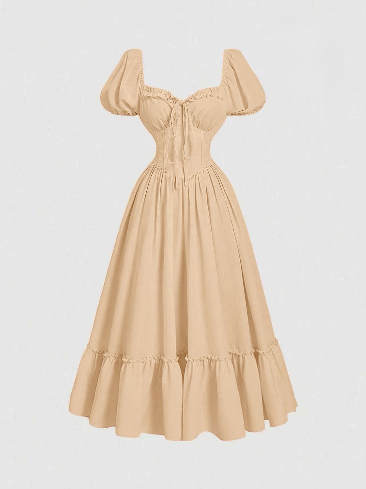 Puff Sleeve Corset Midi Dress