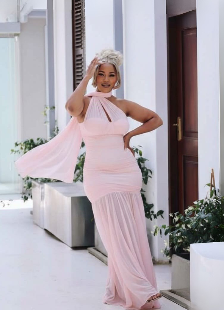 Halter Neck Mesh Maxi Dress