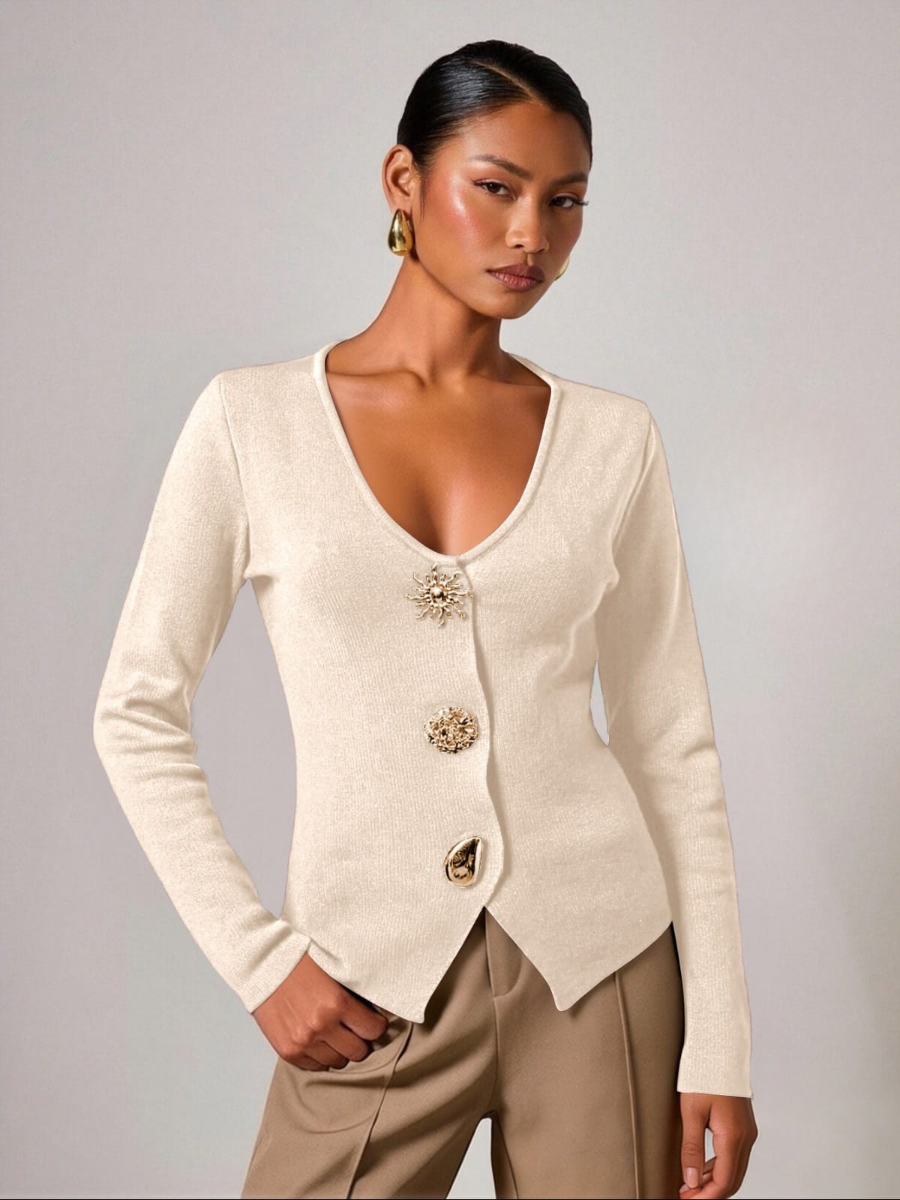 Gold Button Knit Cardigan