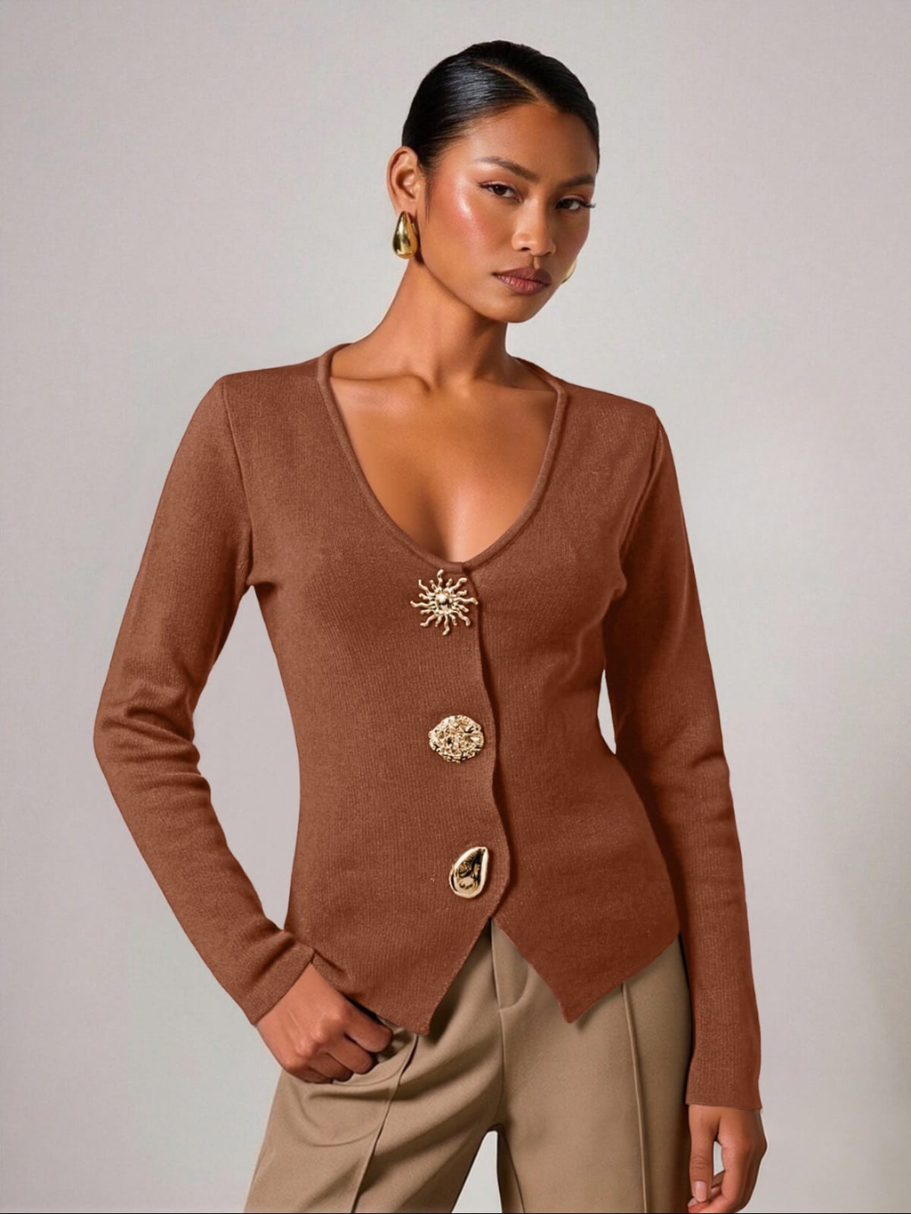 Gold Button Knit Cardigan