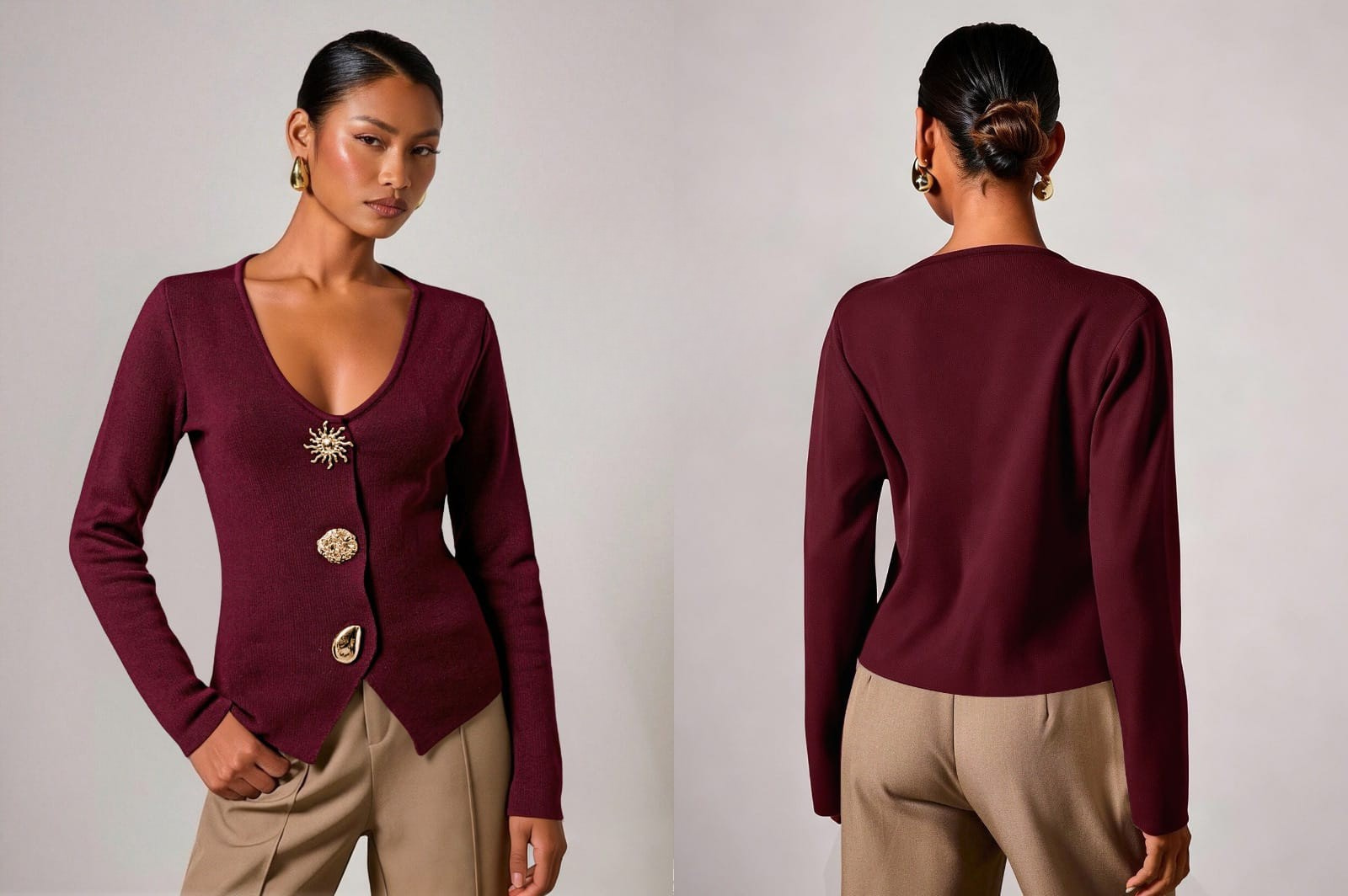 Gold Button Knit Cardigan