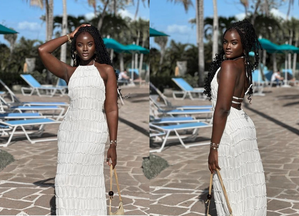 Tiered Fringe Halter Maxi Dress