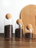 Glass Storage Jars with Cork Ball Lids – Set of 3