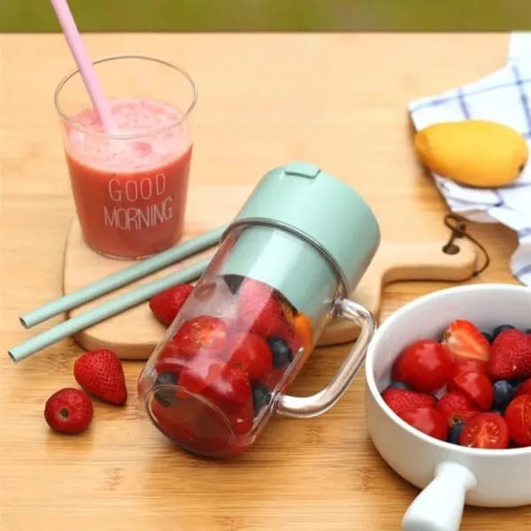 Portable Personal Blender Cup with Handle & Straw