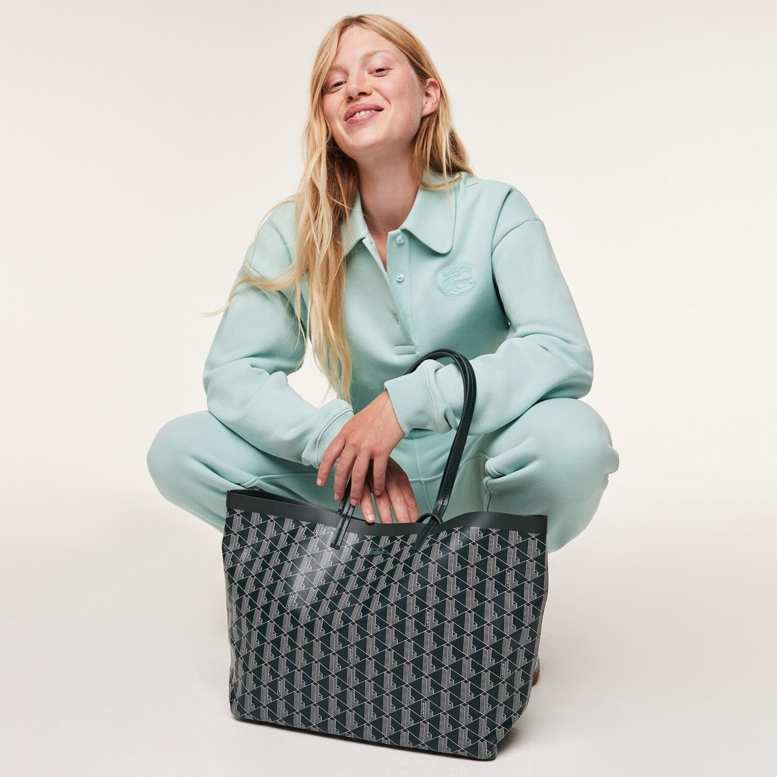 Lacoste Monogram Tote Bag with Pouch