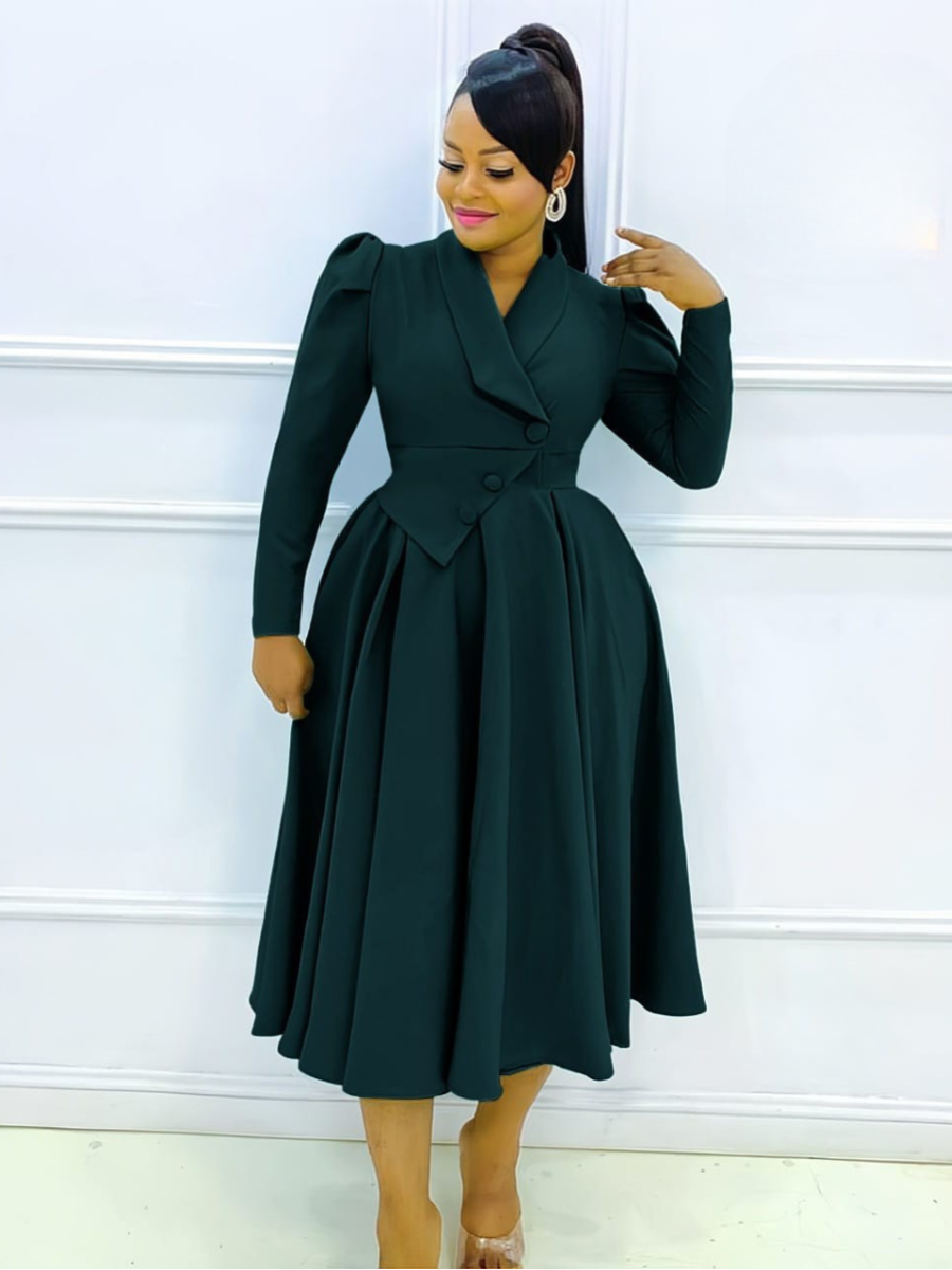 Blazer Style A-Line Midi Dress
